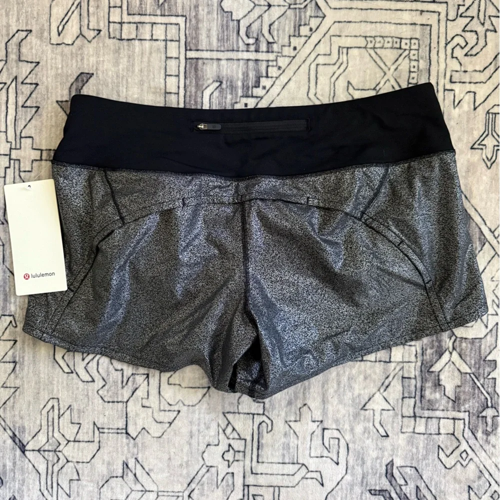 lululemon athletica Black and Silver Metallic Athletic Shorts
